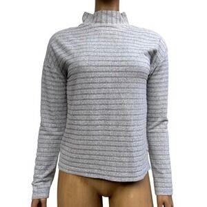 Only Ribbed Grey Mock Neck Top Lightweight Quiet Luxury Elevated Basics Medium